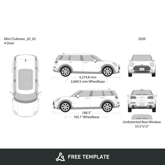 2020 Mini Cooper Mini Clubman free vector vehicle wrap template - GravBase