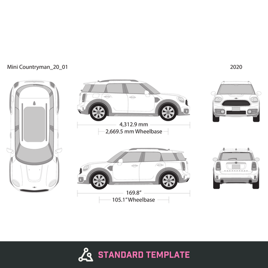 2020 Mini Cooper Mini Countryman vector wrap template, Design-Ready PDF - GravBase