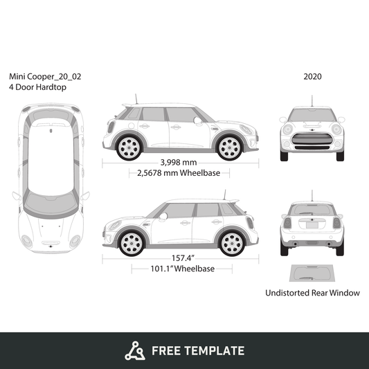 2020 Mini Cooper Mini Hardtop free vector vehicle wrap template - GravBase