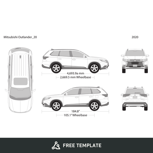 2020 Mitsubishi Outlander free vector vehicle wrap template - GravBase