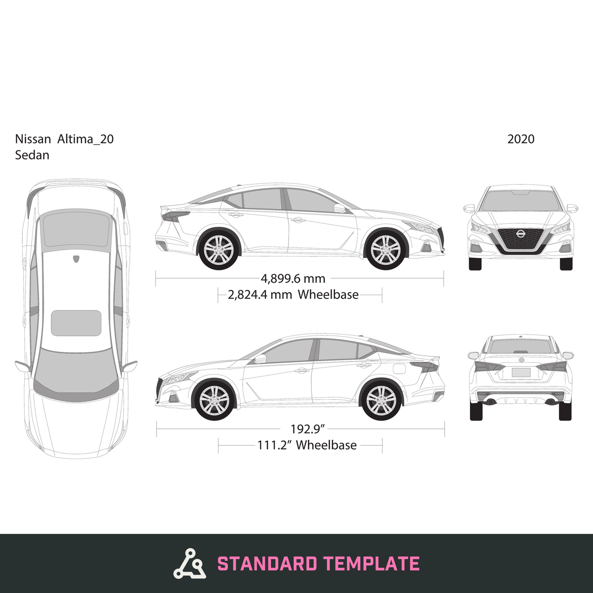 2020 Nissan Altima vector wrap template, Design-Ready PDF - GravBase