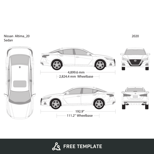 2020 Nissan Altima free vector vehicle wrap template - GravBase