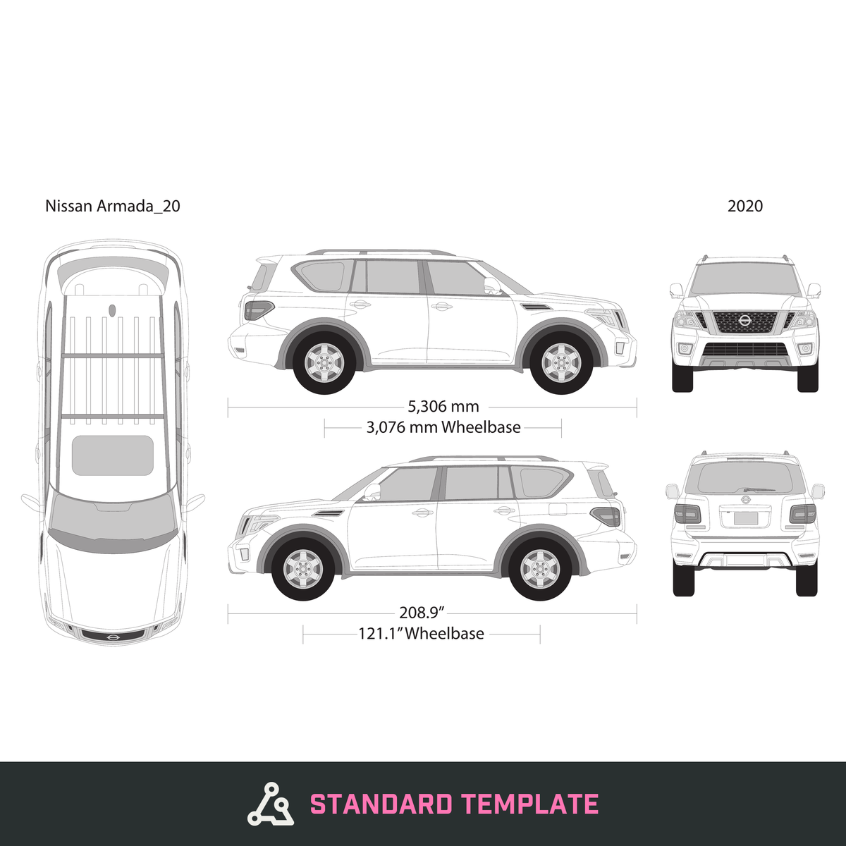 2020 Nissan Armada vector wrap template, Design-Ready PDF - GravBase