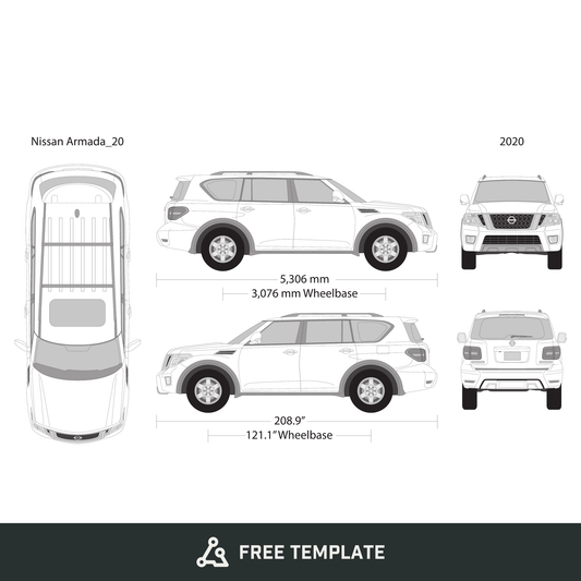 2020 Nissan Armada free vector vehicle wrap template - GravBase