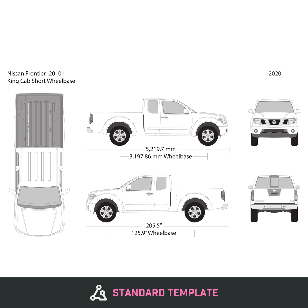 2020 Nissan Frontier vector wrap template V01, Design-Ready PDF - GravBase