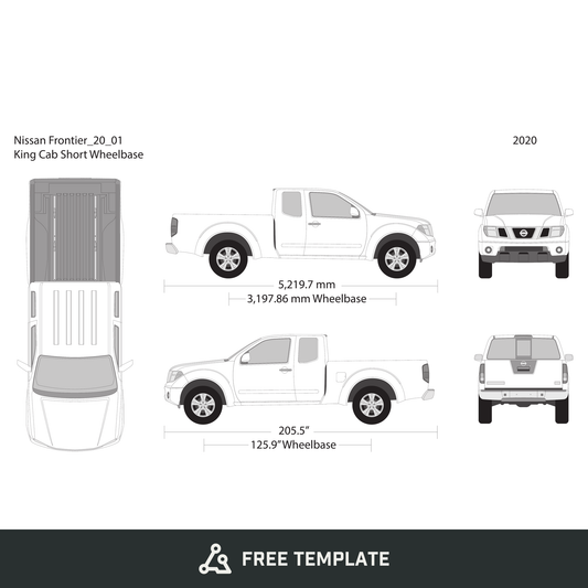 2020 Nissan Frontier front view free vector vehicle wrap template - GravBase