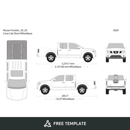 2020 Nissan Frontier front view free vector vehicle wrap template - GravBase