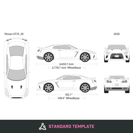 2020 Nissan GT-R vector wrap template, Design-Ready PDF - GravBase