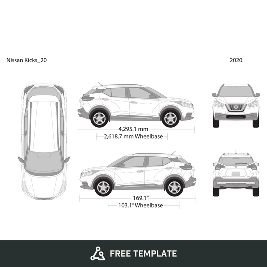 2020 Nissan Kicks free vector vehicle wrap template - GravBase