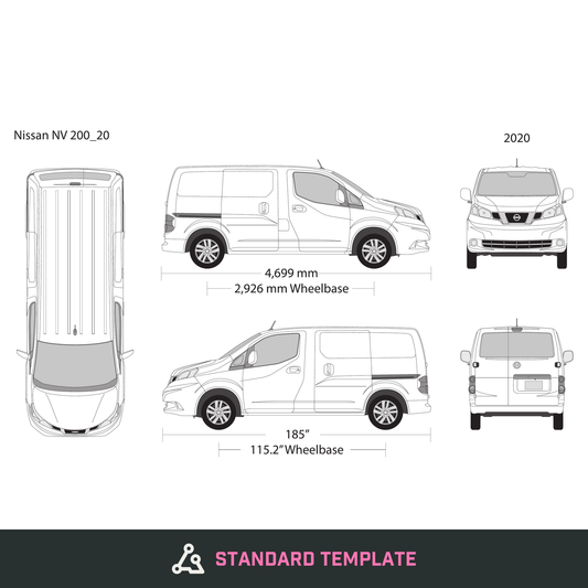 2020 Nissan NV 200 vector wrap template, Design-Ready PDF - GravBase