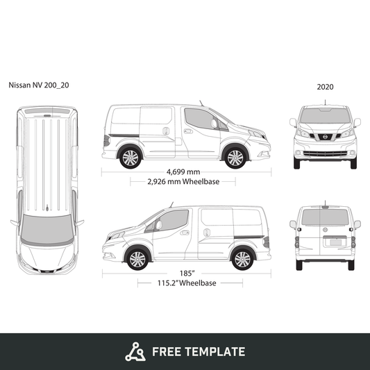 2020 Nissan NV 200 free vector vehicle wrap template - GravBase