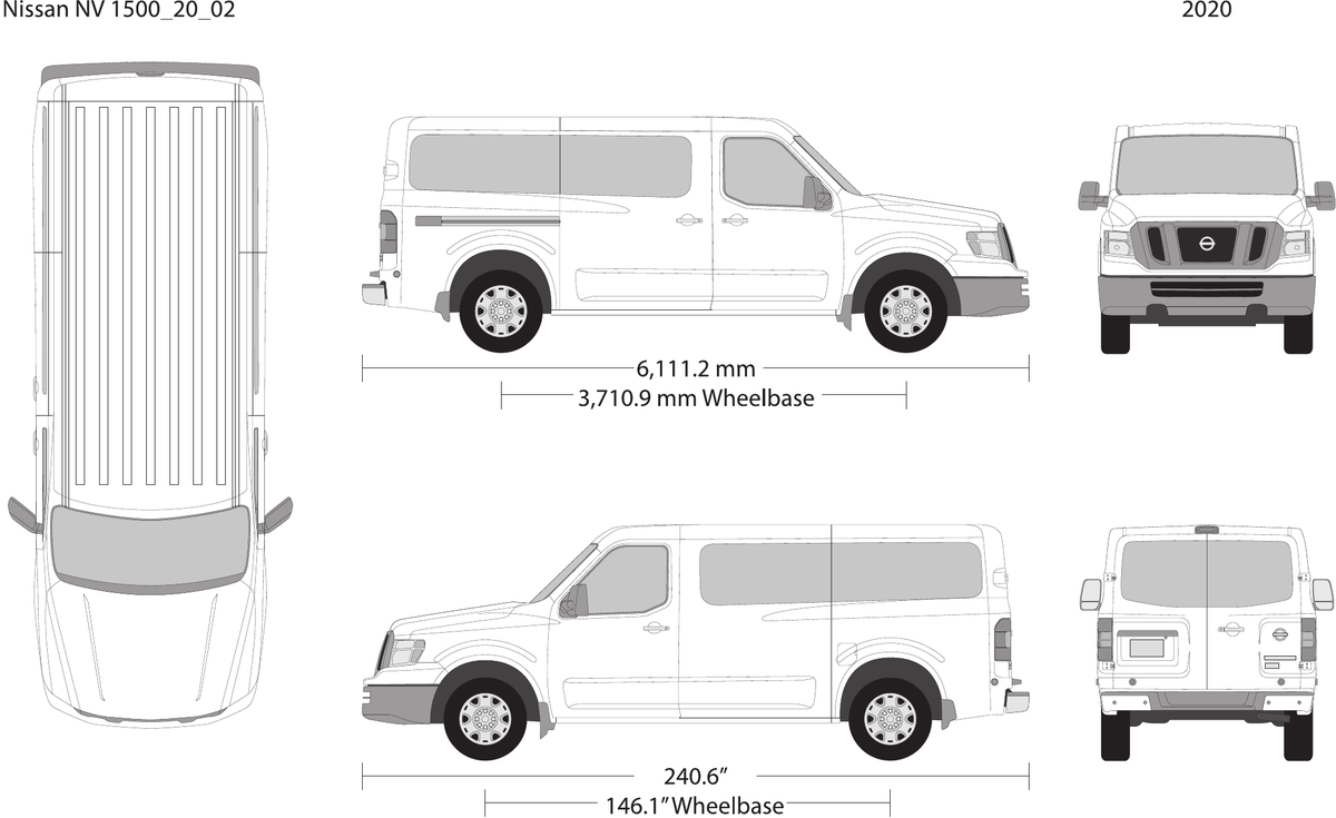 2020 Nissan NV Passenger vector wrap template V02, Design-Ready PDF - GravBase