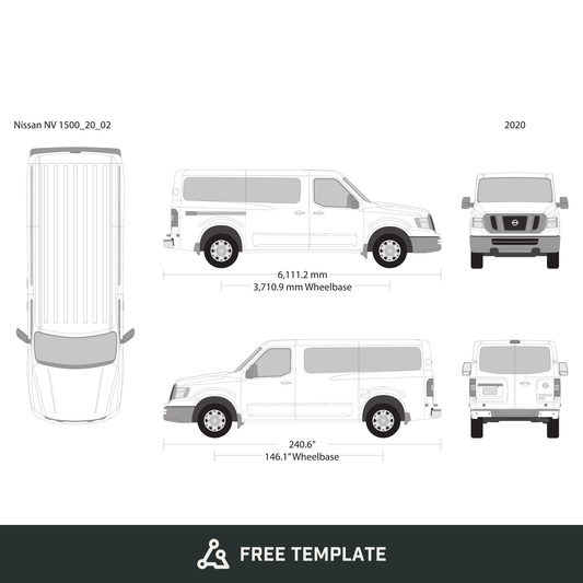 2020 Nissan NV Passenger free vector vehicle wrap template - GravBase