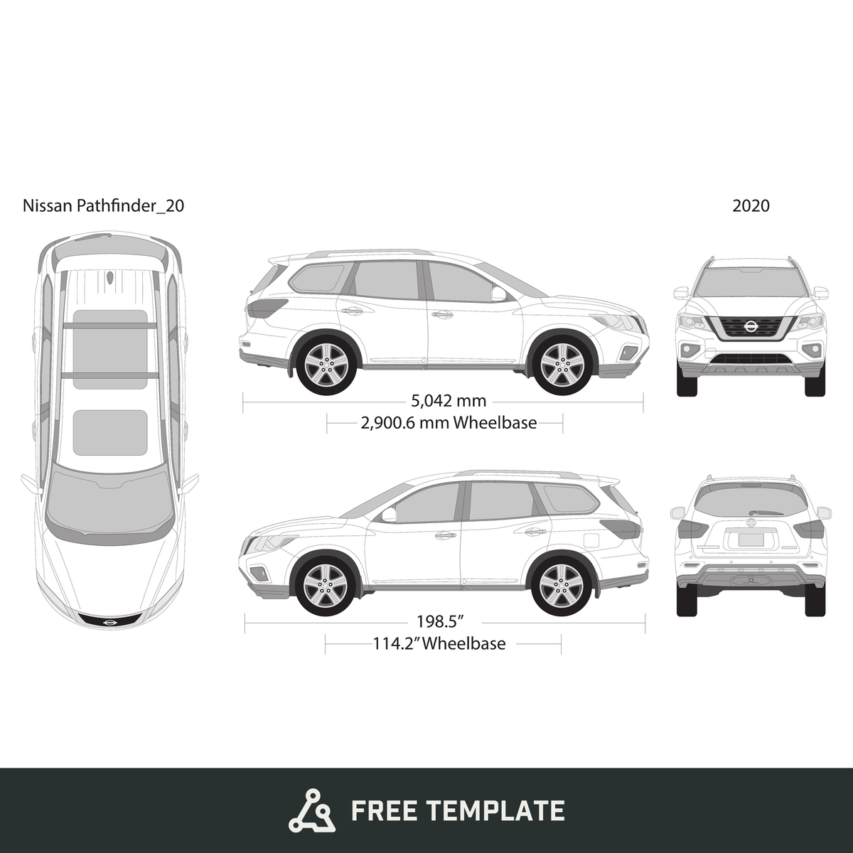 2020 Nissan Pathfinder free vector vehicle wrap template - GravBase