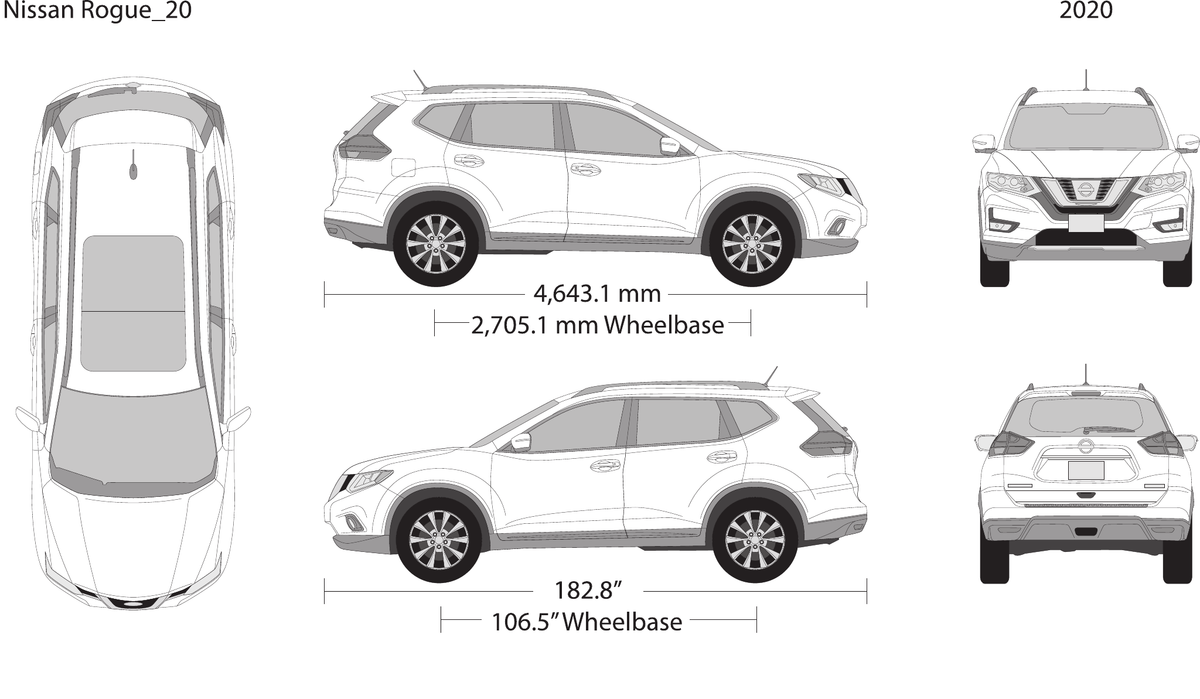 2020 Nissan Rogue vector wrap template, Design-Ready PDF - GravBase