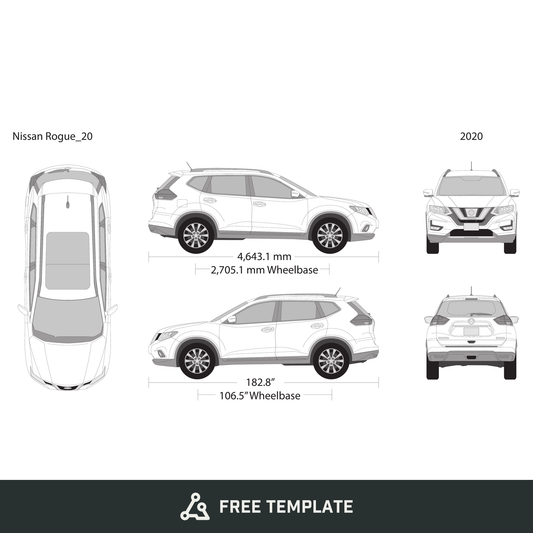 2020 Nissan Rogue free vector vehicle wrap template - GravBase