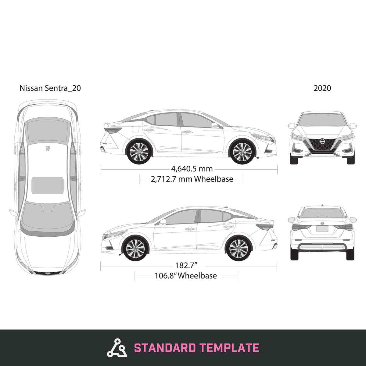 2020 Nissan Sentra vector wrap template, Design-Ready PDF - GravBase