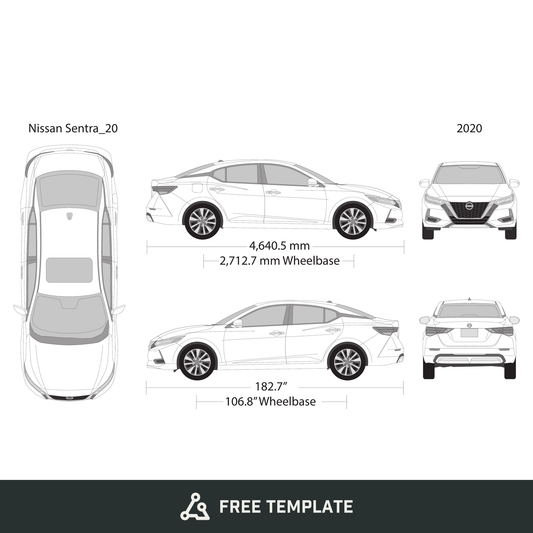 2020 Nissan Sentra free vector vehicle wrap template - GravBase