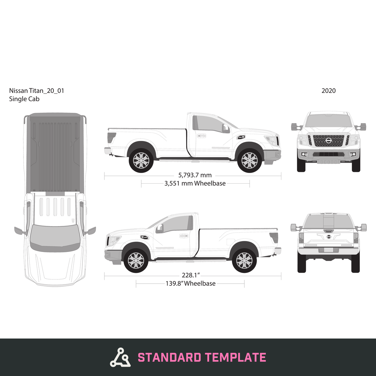 2020 Nissan Titan vector wrap template V01, Design-Ready PDF - GravBase
