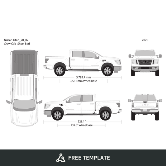 2020 Nissan Titan free vector vehicle wrap template - GravBase