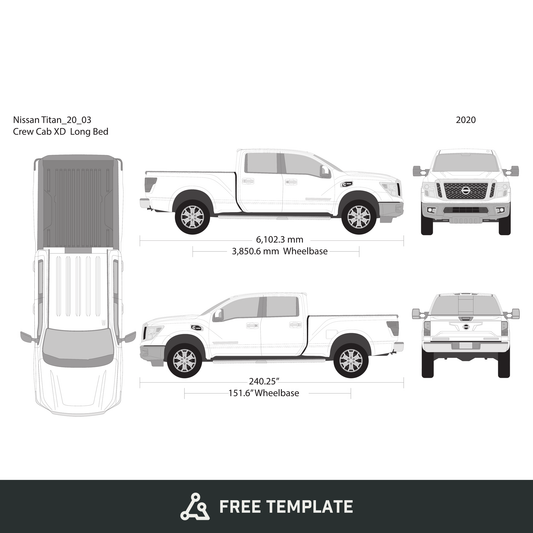 2020 Nissan Titan free vector vehicle wrap template - GravBase