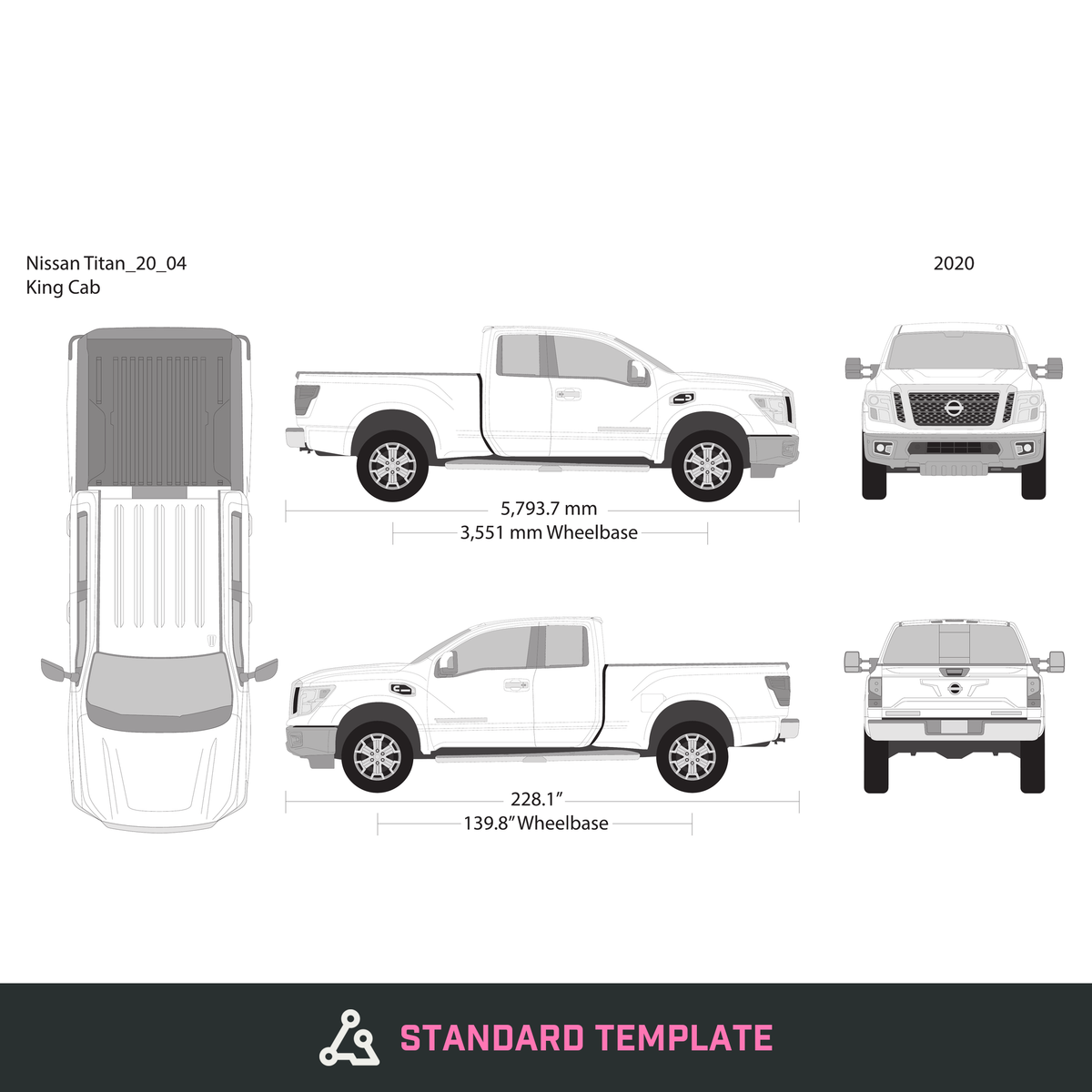 2020 Nissan Titan vector wrap template V04, Design-Ready PDF - GravBase