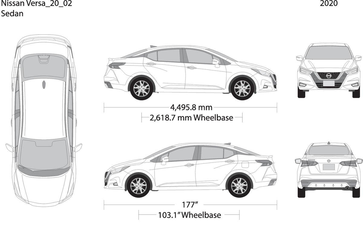 2020 Nissan Versa Sedan V02 Vehicle Wrap Template