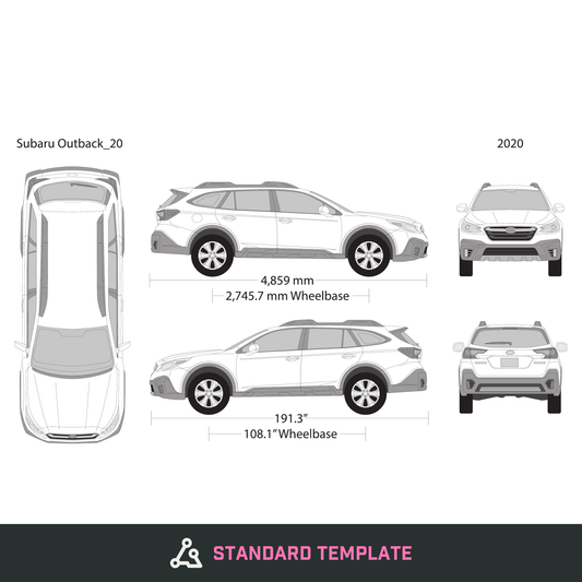 2020 Subaru Outback vector wrap template, Design-Ready PDF - GravBase