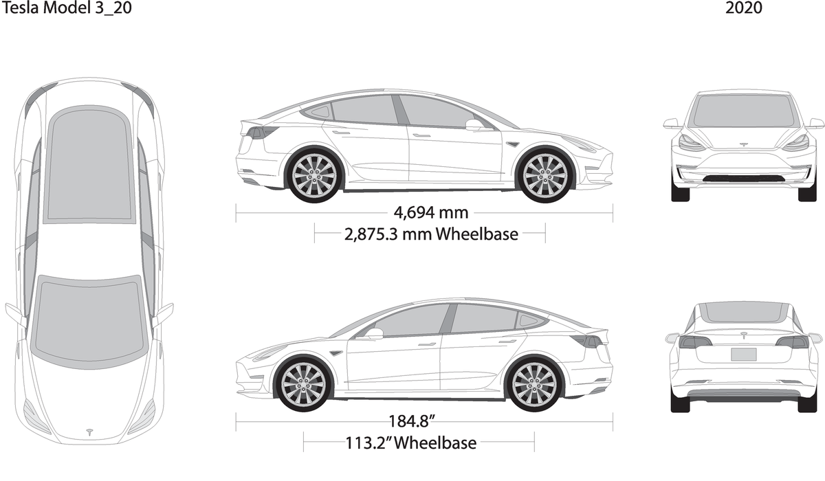 2020 Tesla Model 3 V20 Vehicle Wrap Template