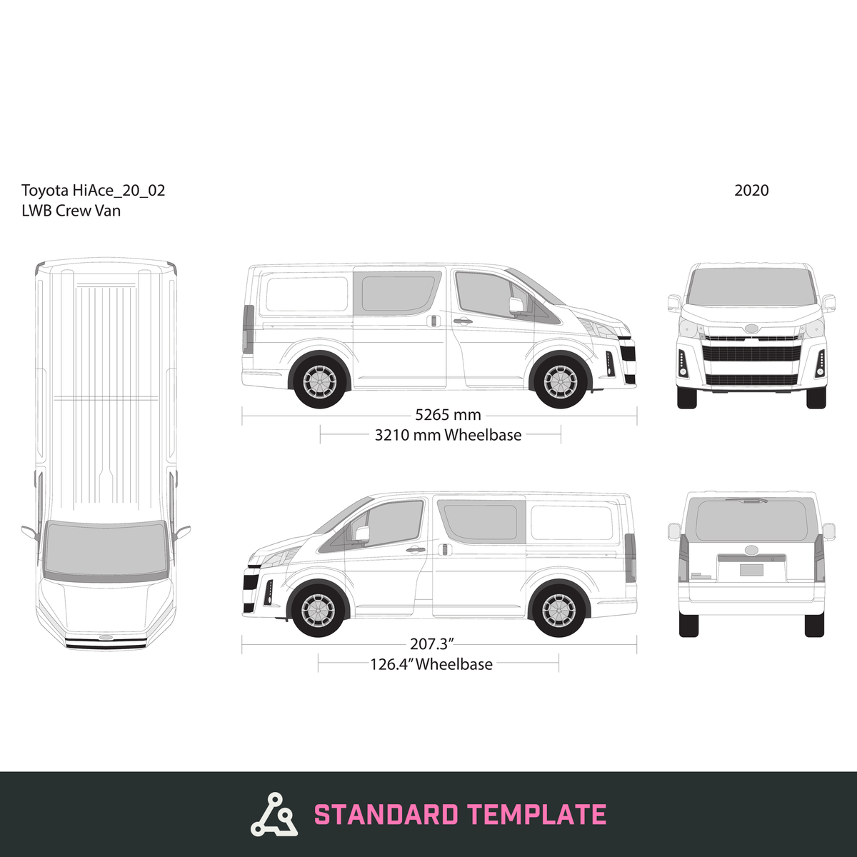 2020 Toyota Hiace vector wrap template V02, Design-Ready PDF - GravBase
