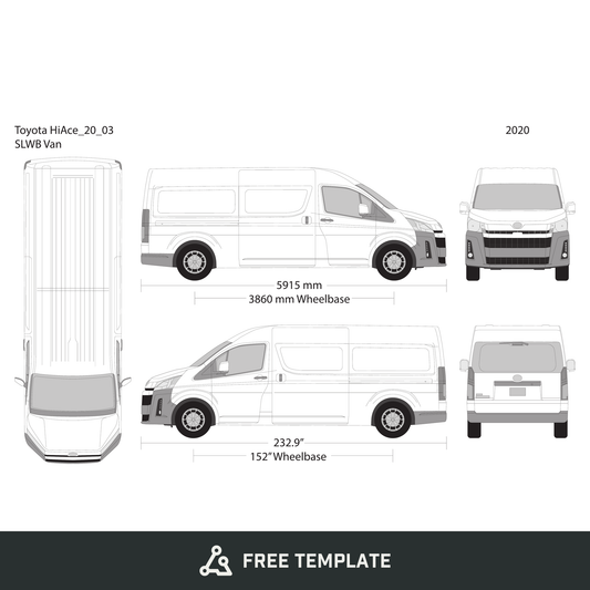 2020 Toyota Hiace free vector vehicle wrap template - GravBase