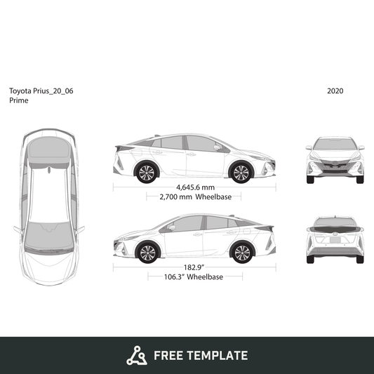 2020 Toyota Prius free vector vehicle wrap template - GravBase