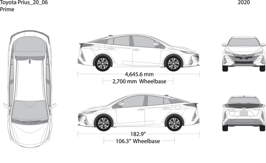 2020 Toyota Prius V06 Vehicle Wrap Template