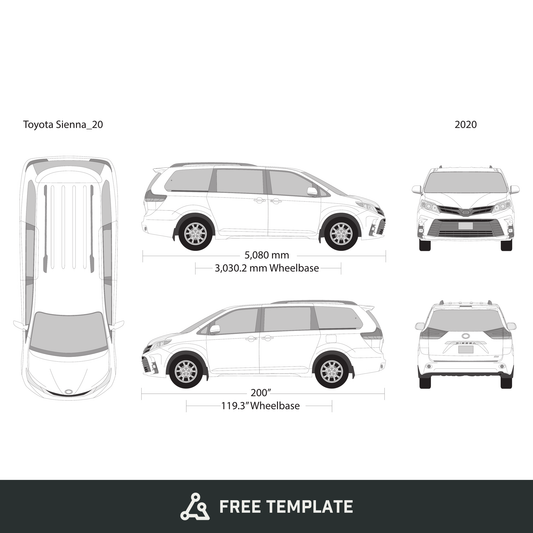 2020 Toyota Sienna free vector vehicle wrap template - GravBase