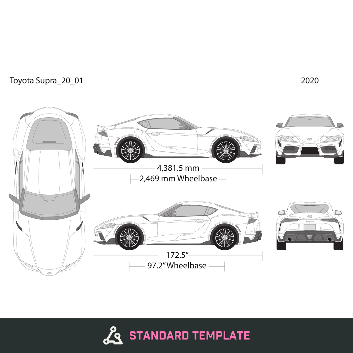 2020 Toyota Supra vector wrap template, Design-Ready PDF - GravBase