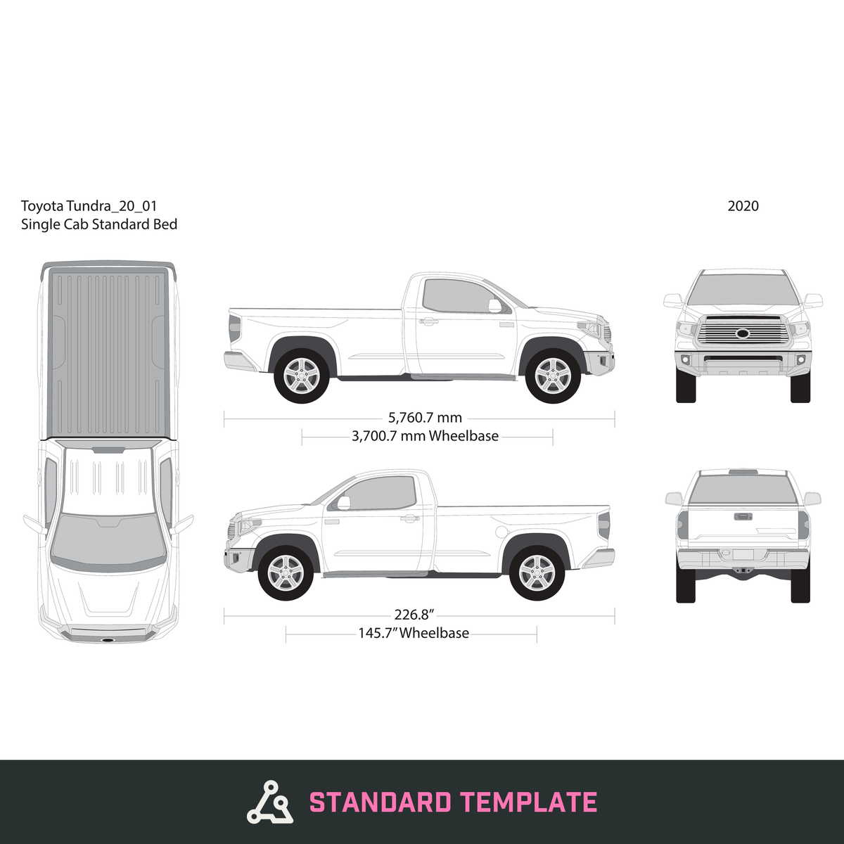 2020 Toyota Tundra vector wrap template V01, Design-Ready PDF - GravBase