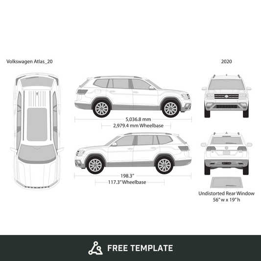 2020 Volkswagen Atlas free vector vehicle wrap template - GravBase