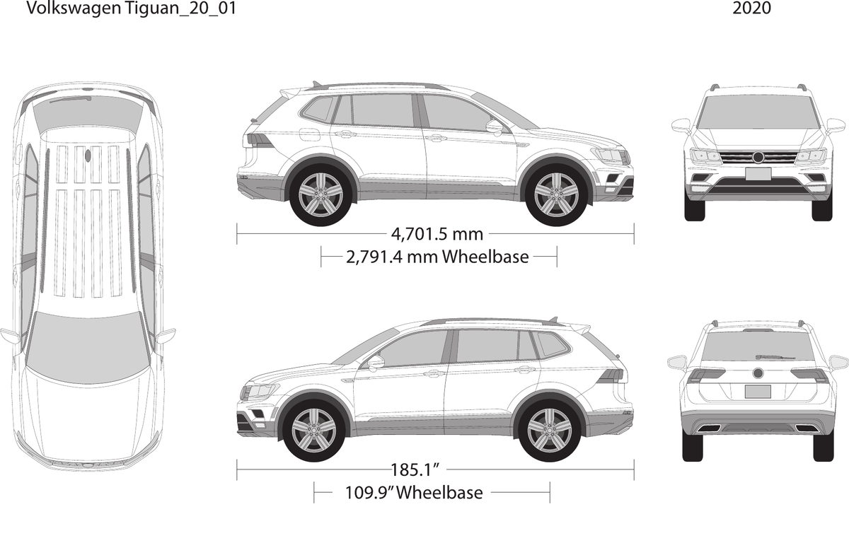 2020 Volkswagen Tiguan Vector Wrap Template - GravBase