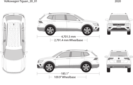 2020 Volkswagen Tiguan vector wrap template, Design-Ready PDF - GravBase