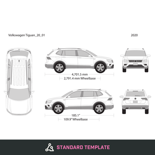 2020 Volkswagen Tiguan vector wrap template, Design-Ready PDF - GravBase