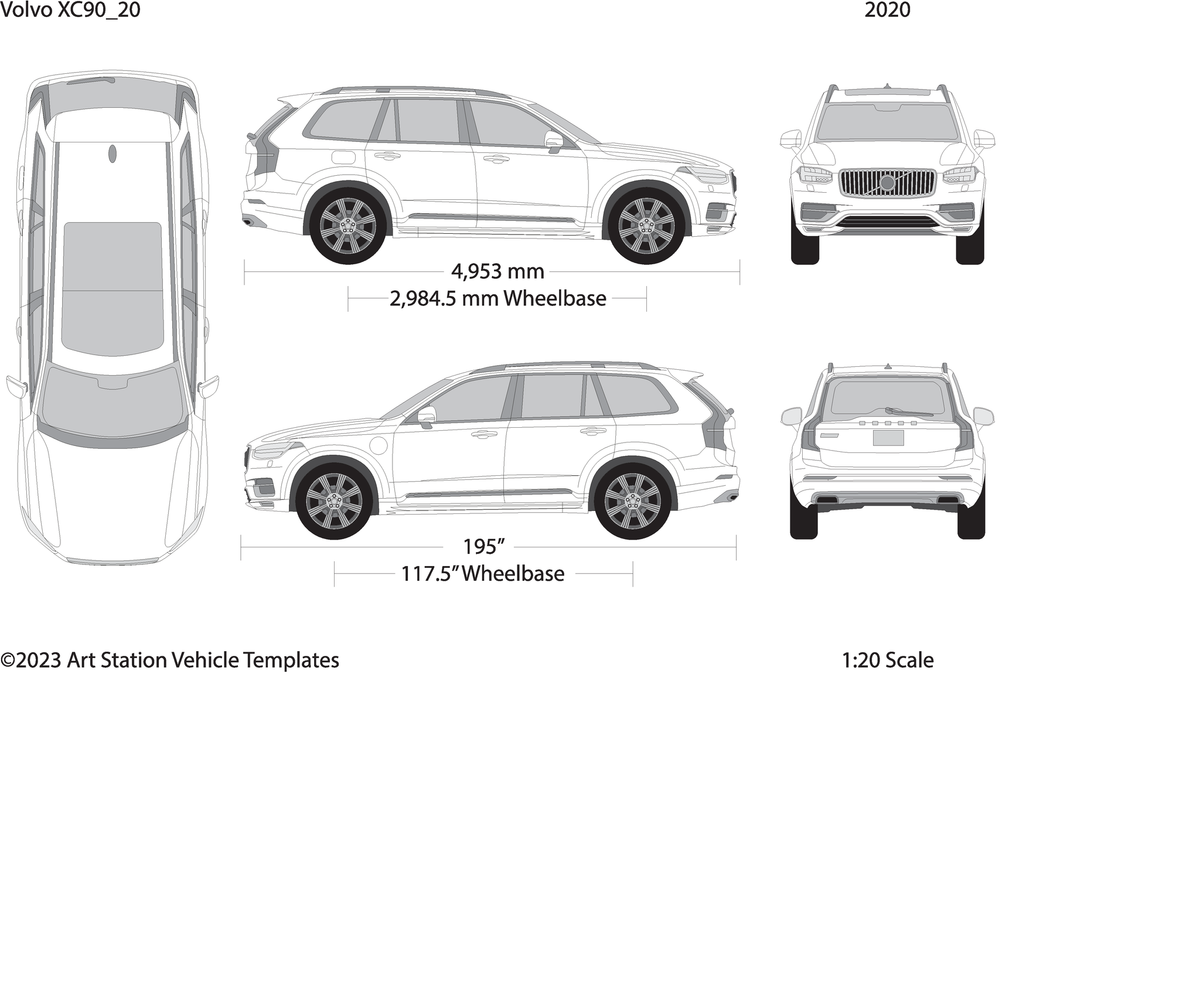2020 Volvo Xc90 V20 Vehicle Wrap Template