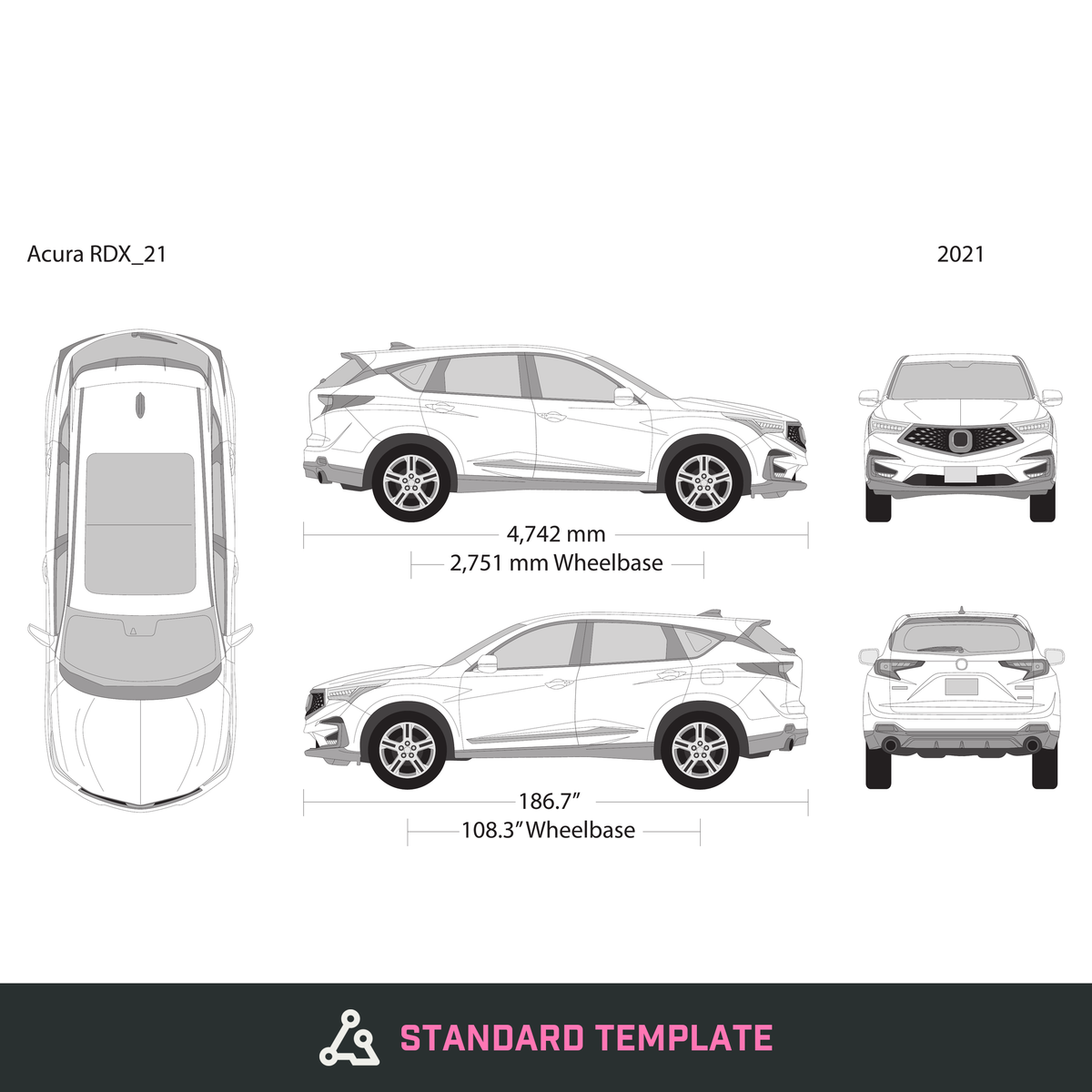 2021 Acura RDX vector wrap template, Design-Ready PDF - GravBase