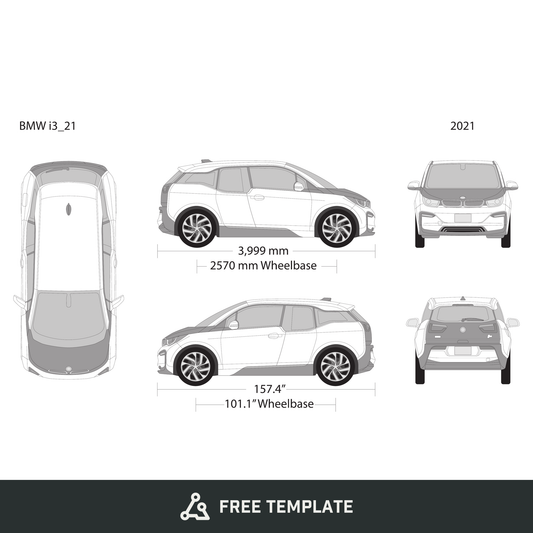 2021 BMW I3 free vector vehicle wrap template - GravBase