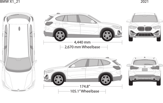 2021 BMW X1 vector wrap template, Design-Ready PDF - GravBase