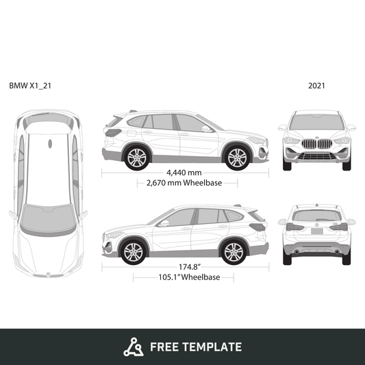 2021 BMW X1 free vector vehicle wrap template - GravBase