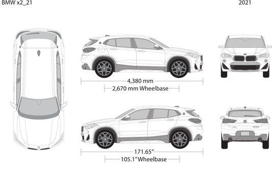 2021 BMW X2 Vector Wrap Template - GravBase