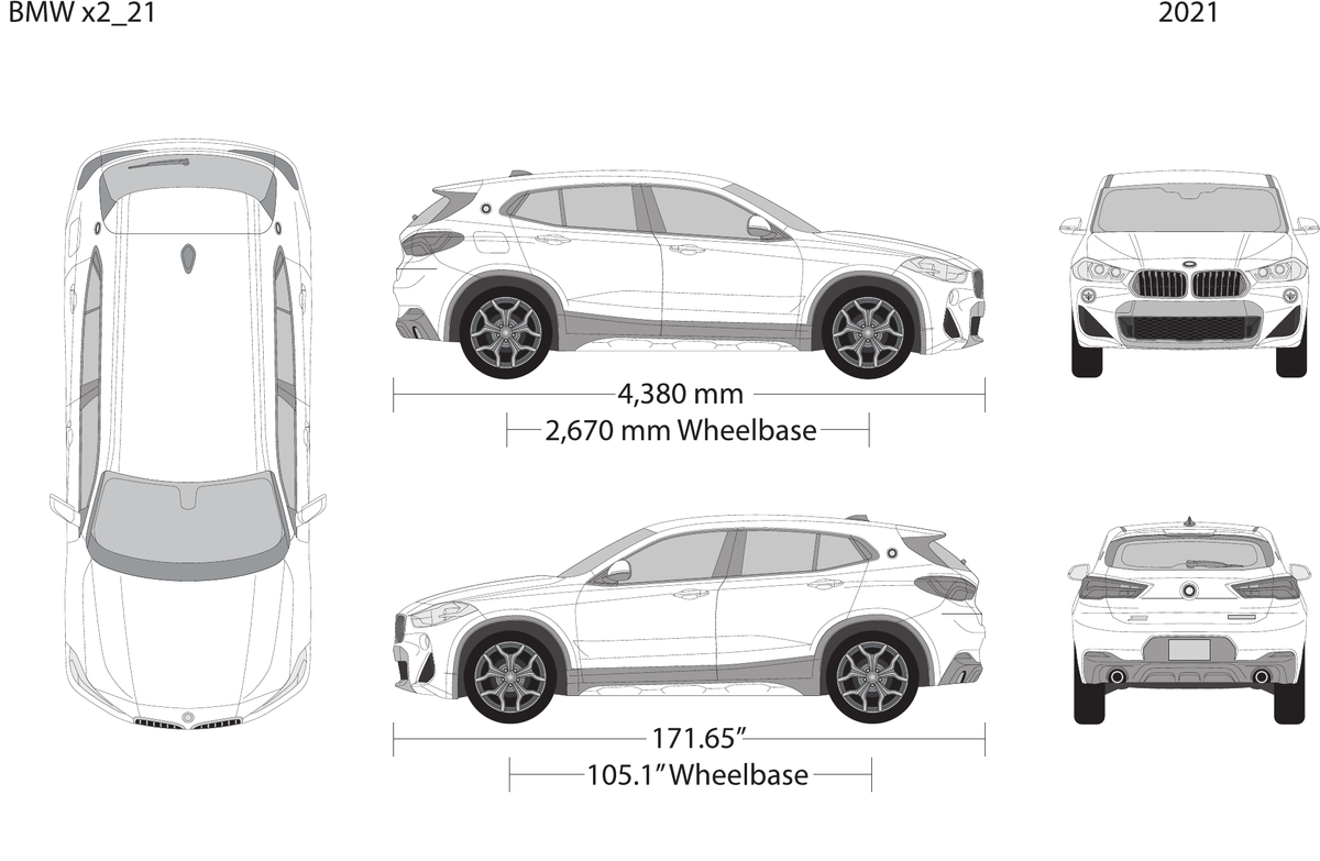 2021 BMW X2 vector wrap template, Design-Ready PDF - GravBase