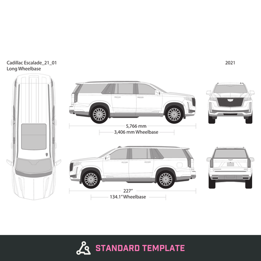 2021 Cadillac Escalade vector wrap template V01, Design-Ready PDF - GravBase