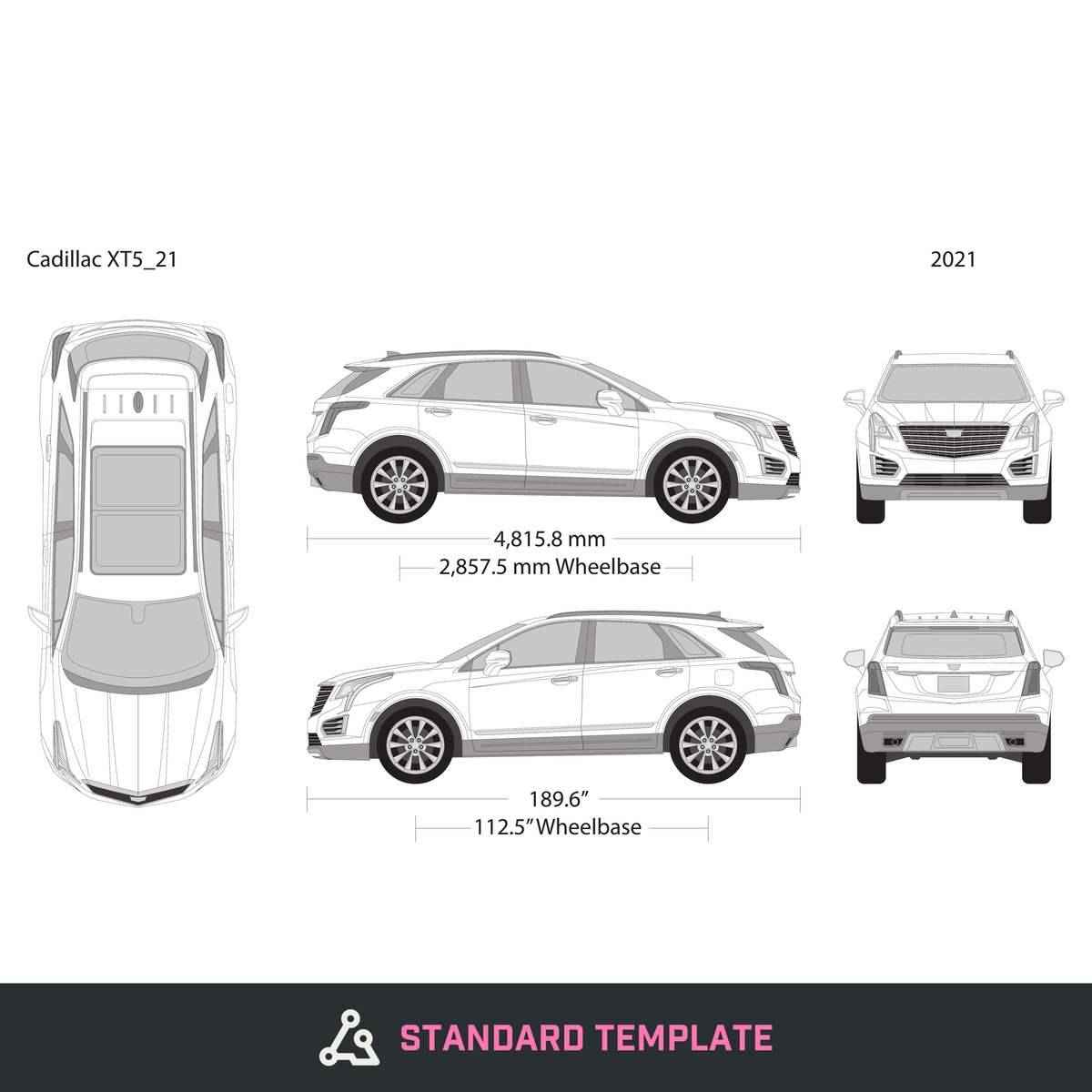 2021 Cadillac XT5 vector wrap template, Design-Ready PDF - GravBase
