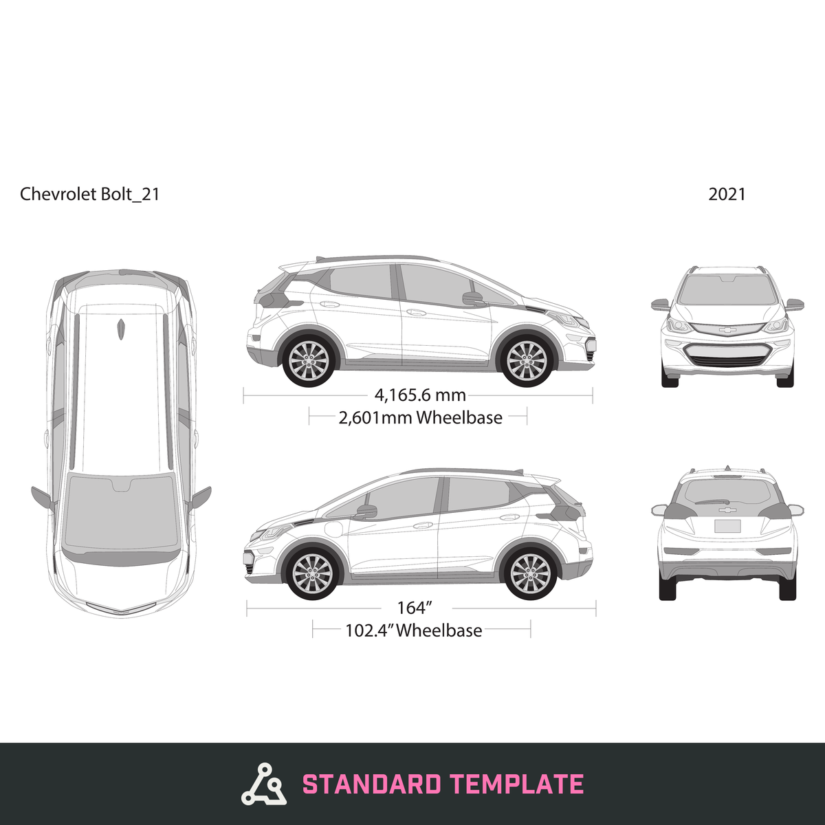 2021 Chevy Bolt vector wrap template, Design-Ready PDF - GravBase